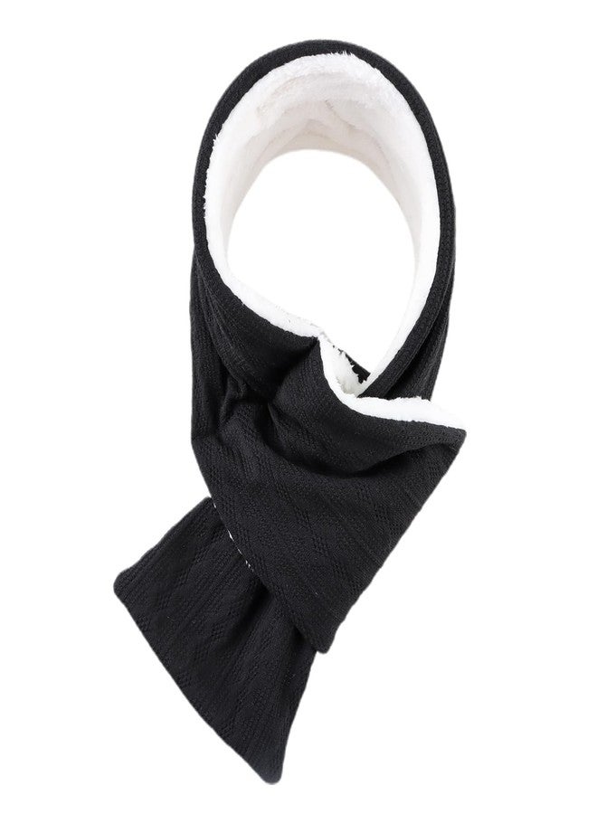 OMUKY Unisex Winter Knit Warm Scarves Thick Fleece Scarf Cold Weather Soft Neck Warmer for Women Men(Adult Black) - Image 1